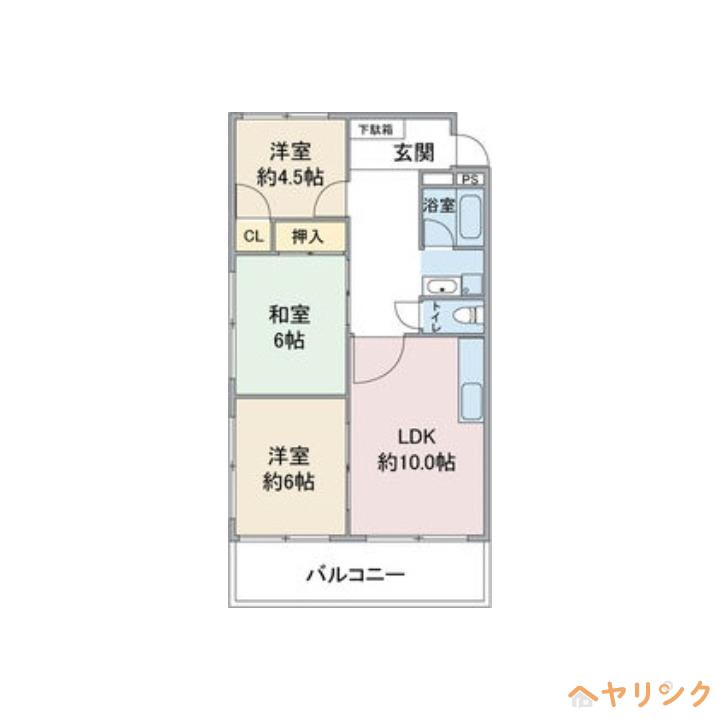 サンライズ喜多山(3LDK/3階)の間取り写真