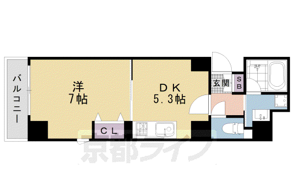アスヴェル京都西七条(1DK/1階)の間取り写真