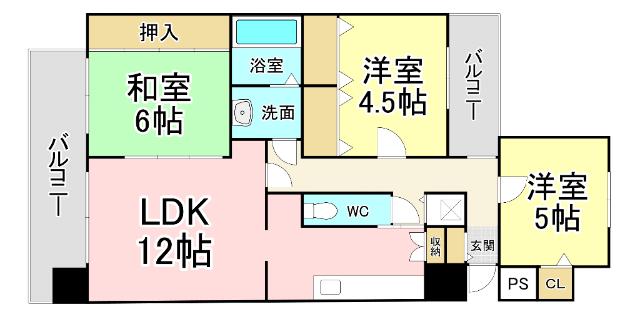 サンパーク嵐山(3LDK/9階)の間取り写真