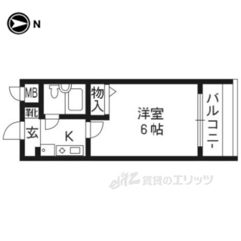 エスリード京都河原町第3608(1K/6階)の間取り写真