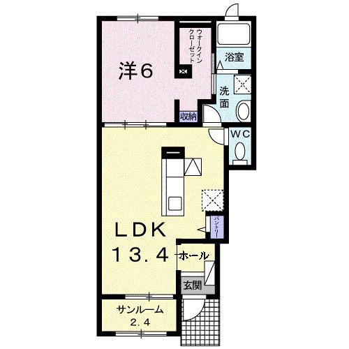 VERDE COLLINA II(1LDK/1階)の間取り写真