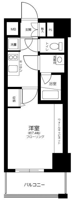 フュージョナル両国TRE(1K/7階)の間取り写真