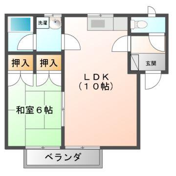 ルクソール(1LDK/2階)の間取り写真