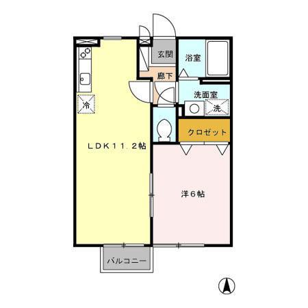 ルピナス天祐A(1LDK/2階)の間取り写真