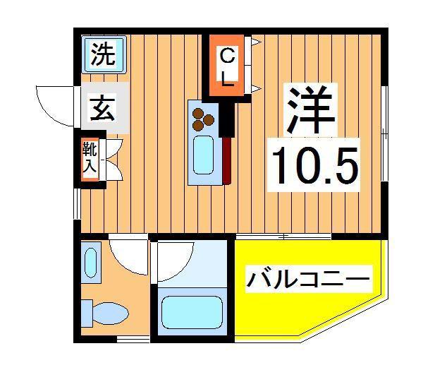 エテルノK(ワンルーム/1階)の間取り写真