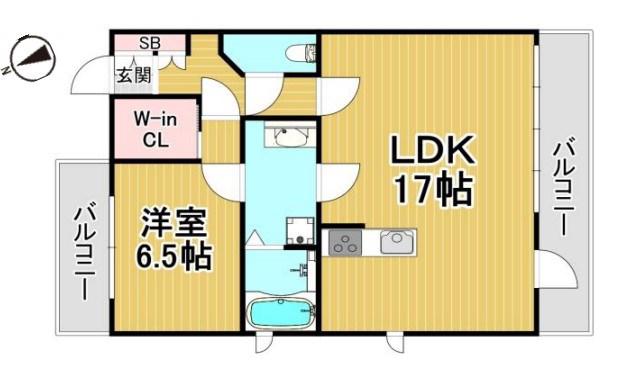 パレス東洋上甲子園(1LDK/2階)の間取り写真