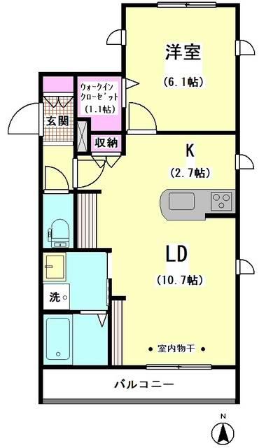 ソルクレスト大森(1LDK/2階)の間取り写真