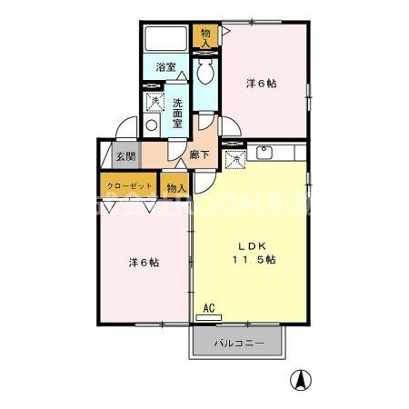 メゾンフローランテ(2LDK/2階)の間取り写真