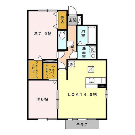 プレインE(2LDK/1階)の間取り写真
