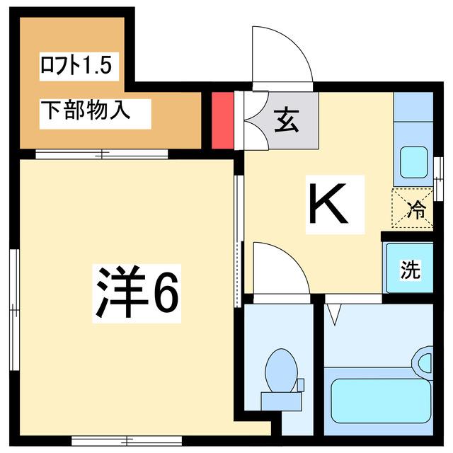 AKASHI(1K/1階)の間取り写真