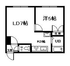 メルローズ(1LDK/2階)の間取り写真