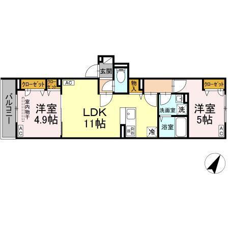 セレスティア柴又VII(2LDK/2階)の間取り写真