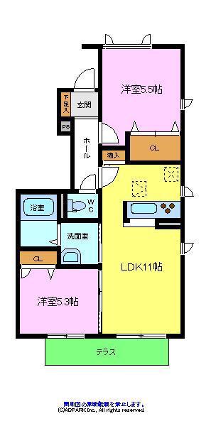 エミネンスドミール(2LDK/1階)の間取り写真