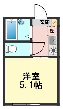 イーストフラッツ(1K/2階)の間取り写真