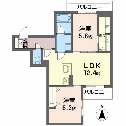 プレミアス長町(2LDK/3階)の間取り写真