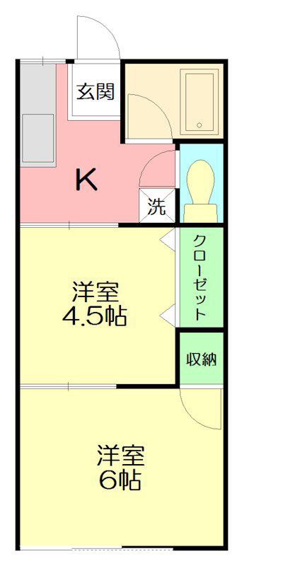ベルゾーネ Rハイツ(2DK/1階)の間取り写真