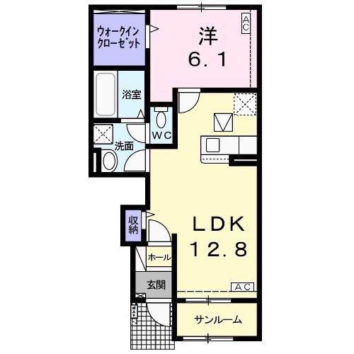 カーサ・ソレイユ(1LDK/1階)の間取り写真