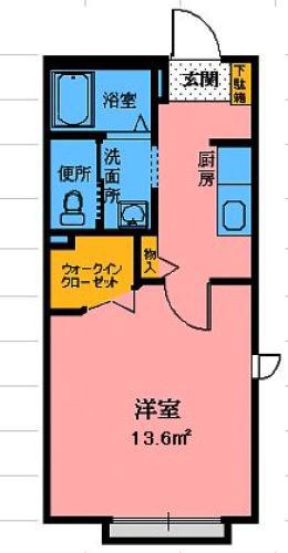リバーサイドキタカミ(1K/2階)の間取り写真