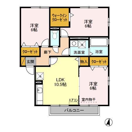 アビタシオン梅園(3LDK/2階)の間取り写真