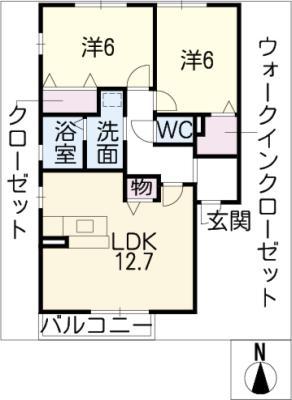 パークスアヴェニュー(2LDK/1階)の間取り写真