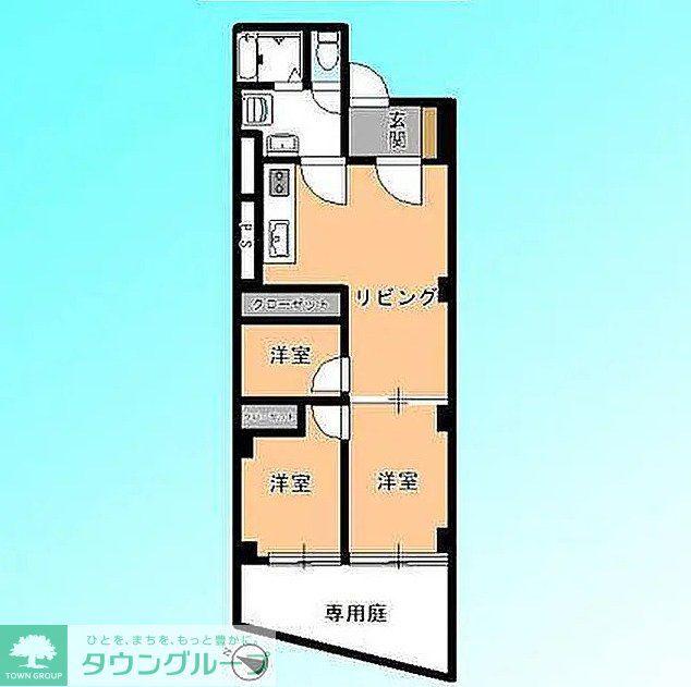 西川口ファミリーマンション(3LDK/1階)の間取り写真