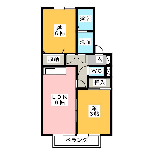 グラン・ボヌール(2DK/1階)の間取り写真