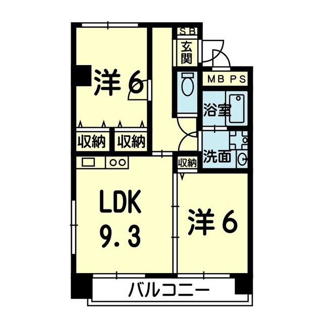 プレステージ園田(2LDK/4階)の間取り写真