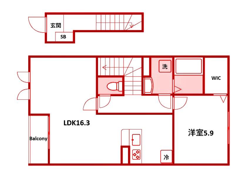 LILY MORE COURT(1LDK/1階)の間取り写真