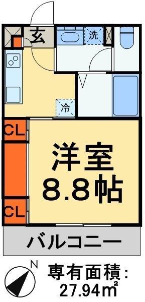 リブリ・ヴィレッジ(1K/1階)の間取り写真