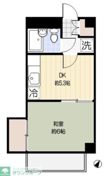 セダーバック(1DK/2階)の間取り写真