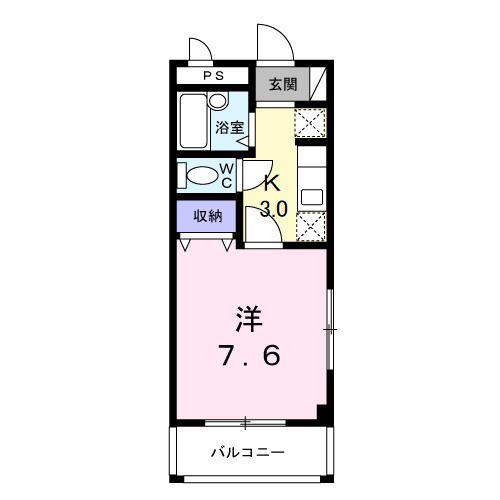 レインボーヒルズSII(1K/1階)の間取り写真