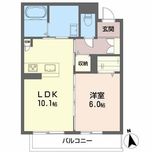 プランドール南矢野目(1LDK/3階)の間取り写真