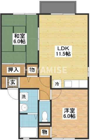 フラッツ久山(2LDK/1階)の間取り写真