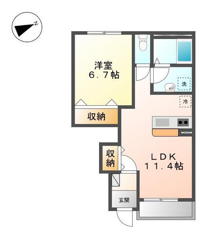 リヴェールK湘南(1LDK/1階)の間取り写真