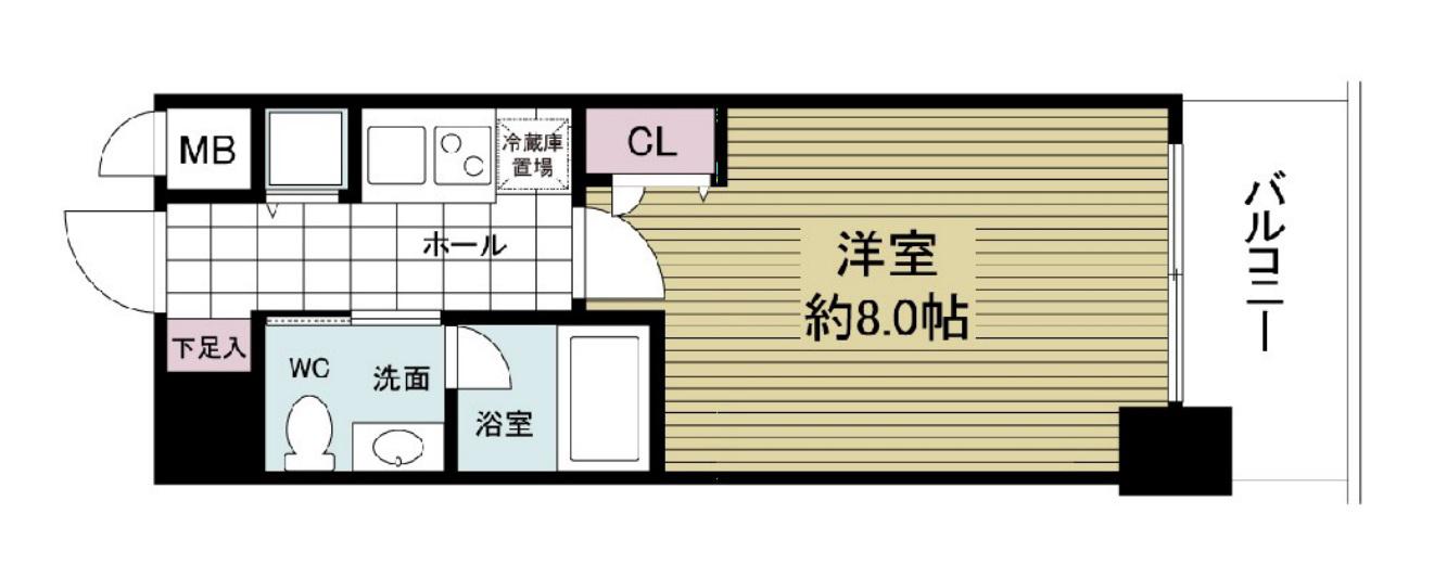 ISM谷町六丁目(1K/13階)の間取り写真