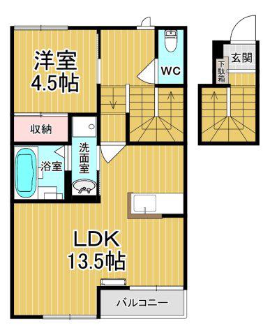 ラヴィーヌ芝ノ内A(1LDK/2階)の間取り写真