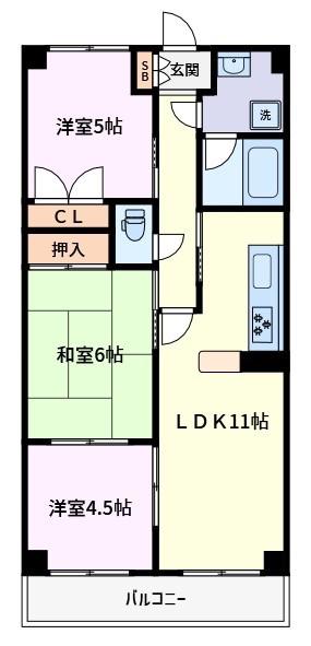 グリーンパーク西綾瀬(3LDK/4階)の間取り写真