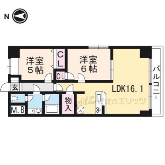 MS.HILLS千里丘ノース(2LDK/4階)の間取り写真