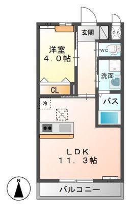 プランドール A(1LDK/1階)の間取り写真