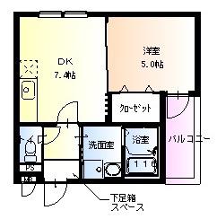 フジパレス山之内II番館(1DK/2階)の間取り写真