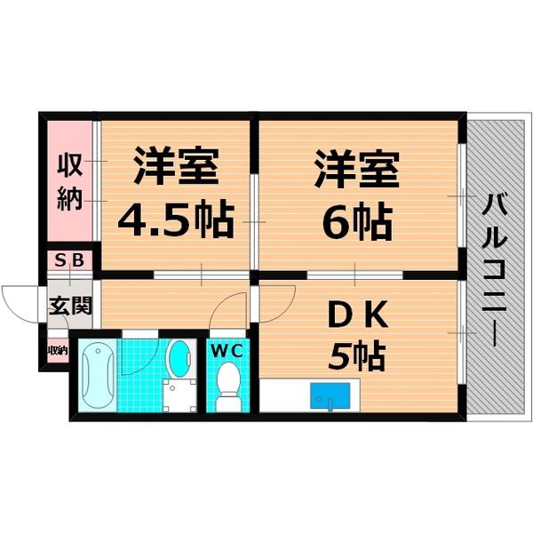 ラパンジール京橋(2DK/4階)の間取り写真