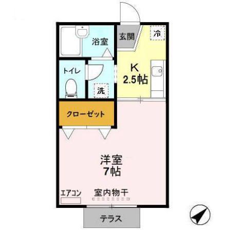 メゾンドノア(1K/1階)の間取り写真