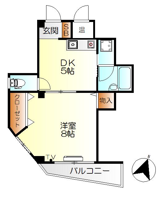 YMハイツ(1DK/3階)の間取り写真