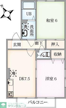 プログレス C棟(2DK/1階)の間取り写真