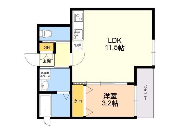 PRAIA城南Ⅱ(1LDK/1階)の間取り写真