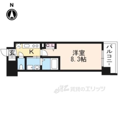 アスヴェル京都太秦(1K/2階)の間取り写真