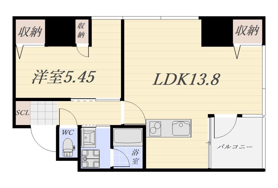 アークネスト高見馬場(1LDK/6階)の間取り写真
