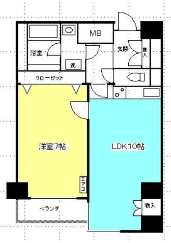 六行会マンション(1LDK/7階)の間取り写真