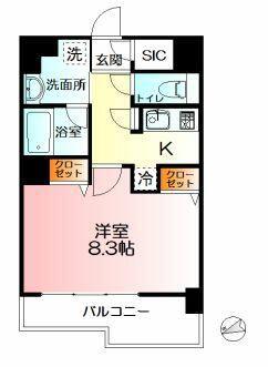 イーリス弘明寺(1K/6階)の間取り写真