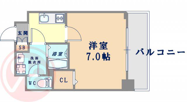 フォーリアライズ大正ソーレ(1K/9階)の間取り写真